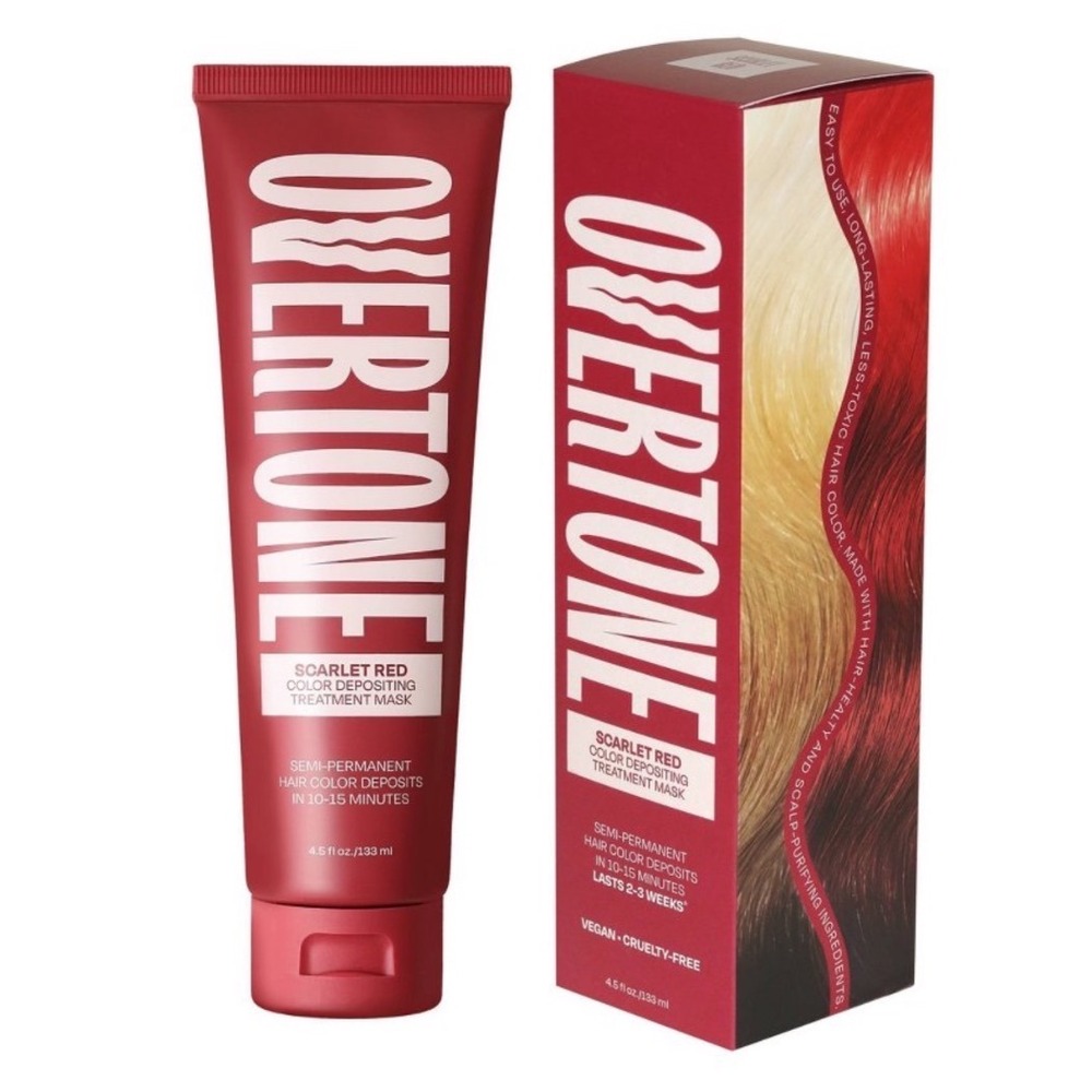 Overtone Scarlet Red Color Depositing Treatment Mask for Brown Hair 4.5oz NEW